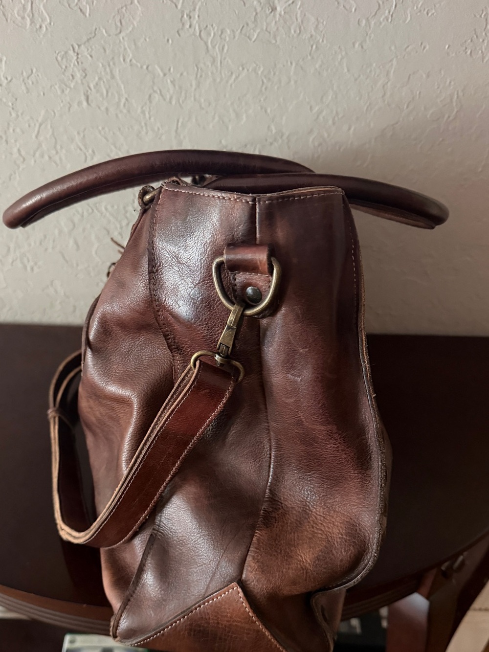 Bed Stu Tote Bag Distressed Dark Brown Leather Weekender Perfect Condition # 2 - Picture 9 of 16